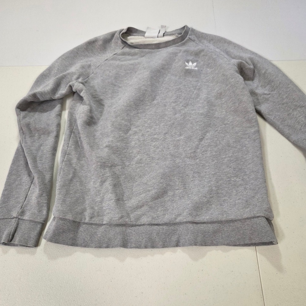 Adidas Originals Mens Small Heather Gray Trefoil Raglan Pullover Sweatshirt